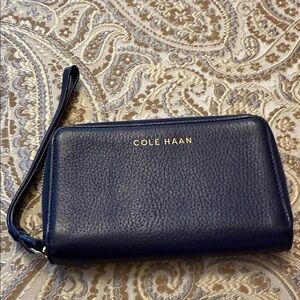 Cole Haan Dark Blue Leather Wristlet
